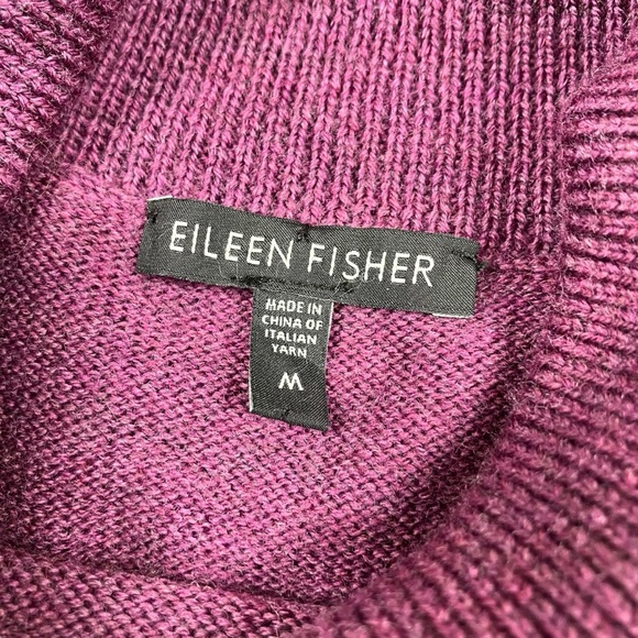 Eileen Fisher Purple Merino Wool Short Sleeve Sweater Turtleneck Lagenlook Sz M - Picture 7 of 11